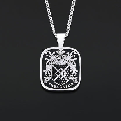 Square Raised Family Crest Pendant