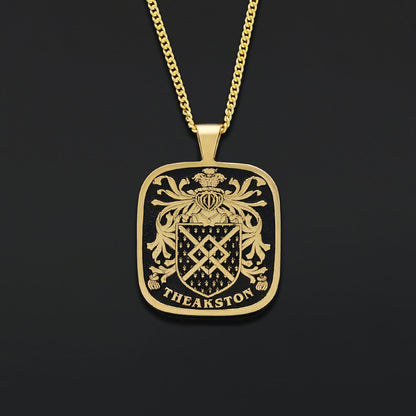 Square Raised Family Crest Pendant