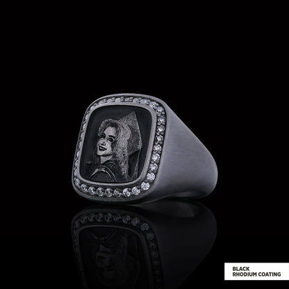 Square Stone Photo Ring, Personalized Photo Ring, Lover Gift Ring, Special Production Photo Ring