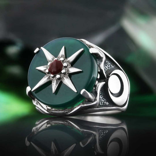 Star Motif Silver Men Ring