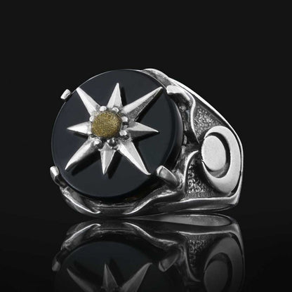 Star Motif Silver Men Ring