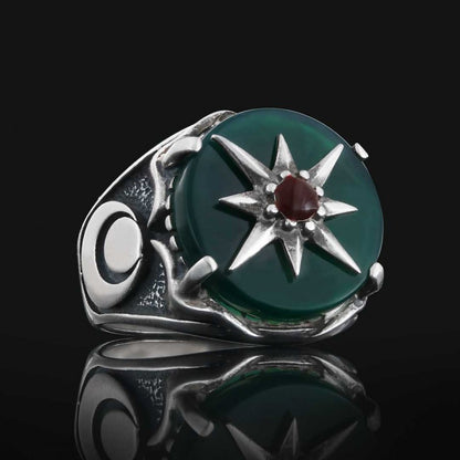 Star Motif Silver Men Ring