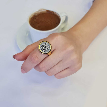 Sterling Silver Family Coat of Arms Women Ring