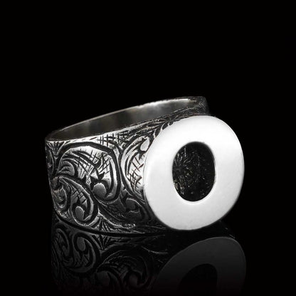 Sterling Silver Handmade Monogram O Bold Alphabet Ring