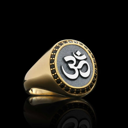Sterling Silver Handmade Oval Stone Special Om Buddha Women Ring