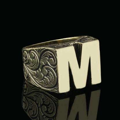 Sterling Silver Monogram Letter M Ring