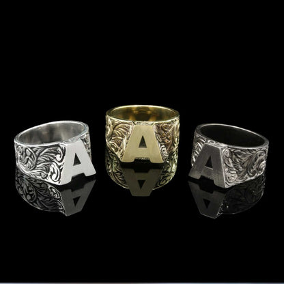 Sterling Silver Monogram A Bold Alphabet Women Ring