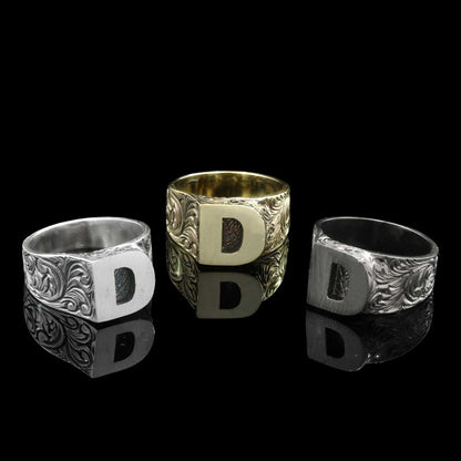 Sterling Silver Monogram D Bold Alphabet Women Ring