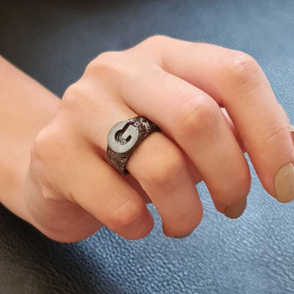 Sterling Silver Monogram G Bold Alphabet Women Ring