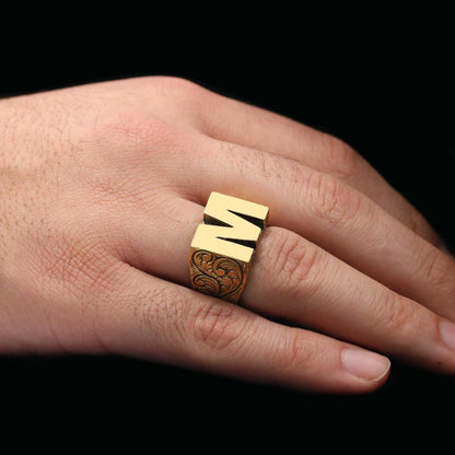 Sterling Silver Monogram Letter M Ring