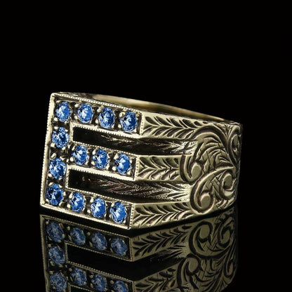 Stone White Monogram E Bold Alphabet Ring