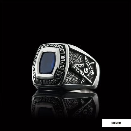 Stone Wiht Silver Masonic Ring, Signet Mason Ring, Mason Jewelry, Custom Mason Ring