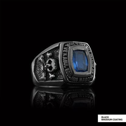 Stone Wiht Silver Masonic Ring, Signet Mason Ring, Mason Jewelry, Custom Mason Ring