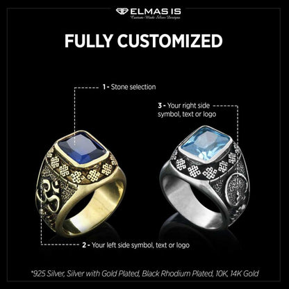 Stone With Silver Buddha Ring