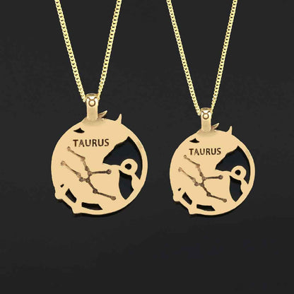 Taurus Pendant, Sterling Silver Taurus Necklace, Handmade Taurus Jewelry, Horoscope Taurus Necklace