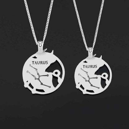 Taurus Pendant, Sterling Silver Taurus Necklace, Handmade Taurus Jewelry, Horoscope Taurus Necklace