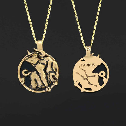 Taurus Pendant, Sterling Silver Taurus Necklace, Handmade Taurus Jewelry, Horoscope Taurus Necklace