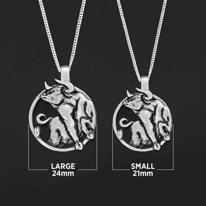Taurus Pendant, Sterling Silver Taurus Necklace, Handmade Taurus Jewelry, Horoscope Taurus Necklace
