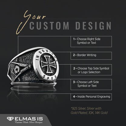 Templar Cross Masonic Ring, Master Mason Rings, Free Mason Ring, Mens Masonic Rings, Mason Jewelry