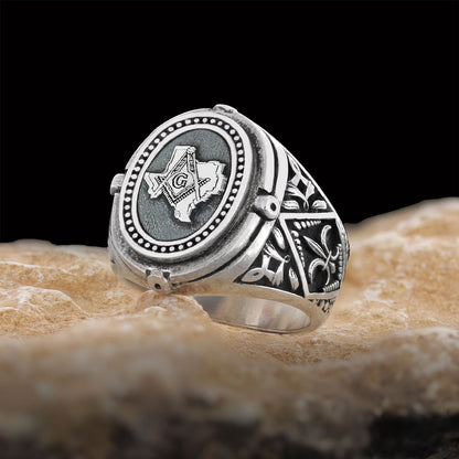 Texas Masonic Ring, Freemasonic Ring, Master Mason Ring, Elegant Masonic Ring
