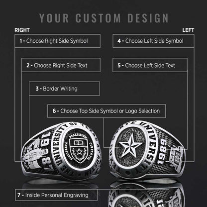 Texas State University Ring, Custom High School Graduation Ring, Class Ring, College Class Ring