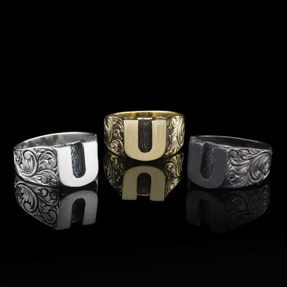 U Bold 925 Sterling Silver Monogram Women Ring