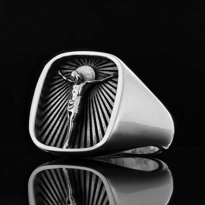 Crucified Jesus Square Ring