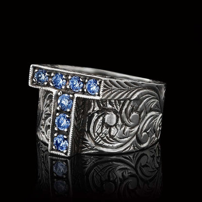 Unique Design Handmade Monogram T Bold Alphabet Ring