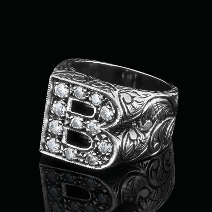 Unique Design Alphabet Monogram B Ring