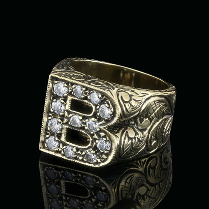 Unique Design Alphabet Monogram B Ring