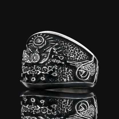 Unique Design Ottoman Style Coat of Arms Tughra Ring