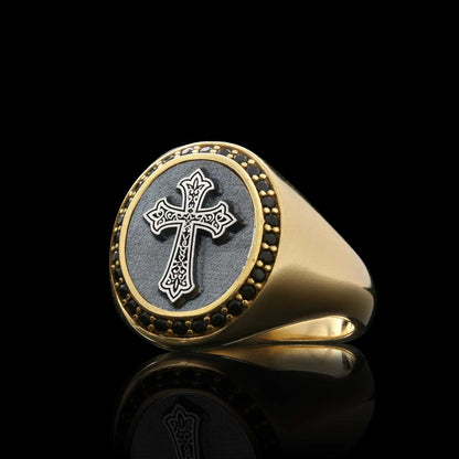 Unique Design Oval Sterling Silver Christian Cross Women Ring