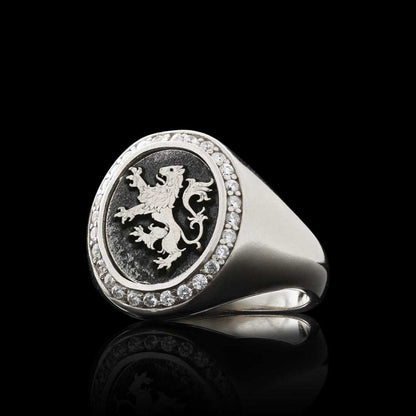 Unique Design Oval Sterling Silver Lion Women Ring