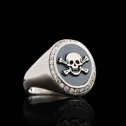 Unique Design Oval Sterling Silver Skull Women Ring
