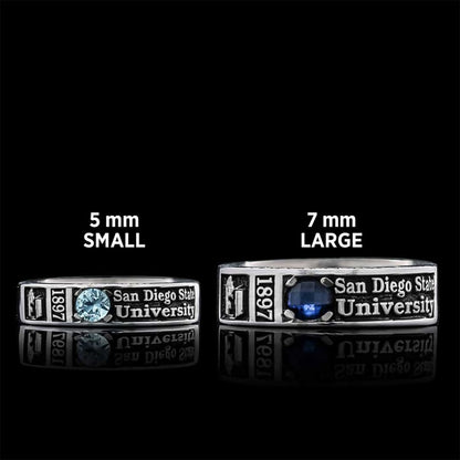 Unique Design Sterling Silver San Diego State University Class Band Ring