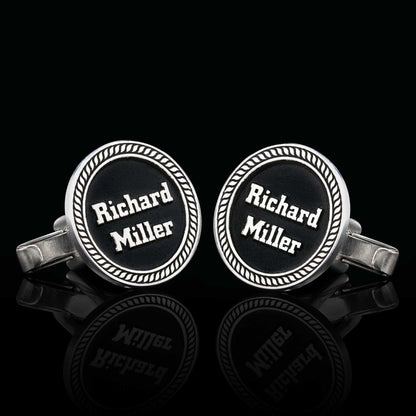 Unique Handmade 925 Sterling Silver With Motifs Round Cufflinks
