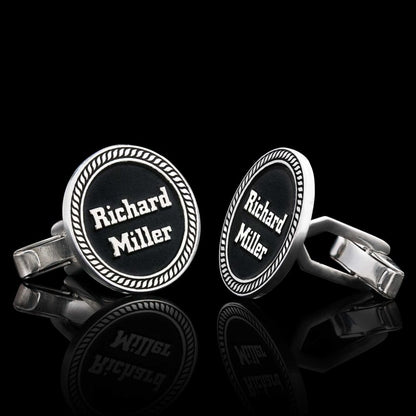 Unique Handmade 925 Sterling Silver With Motifs Round Cufflinks