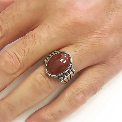 Stone Men Silver Ring