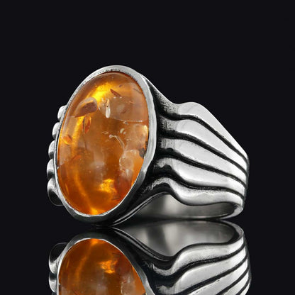 Stone Men Silver Ring