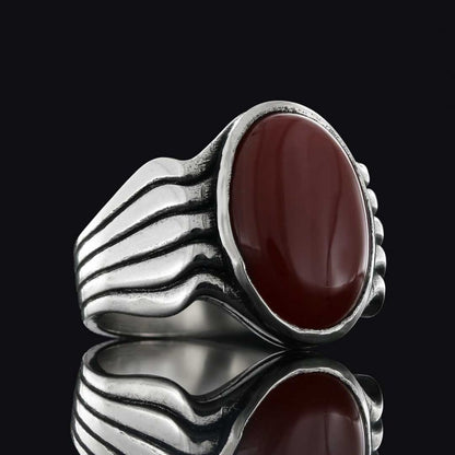 Stone Men Silver Ring