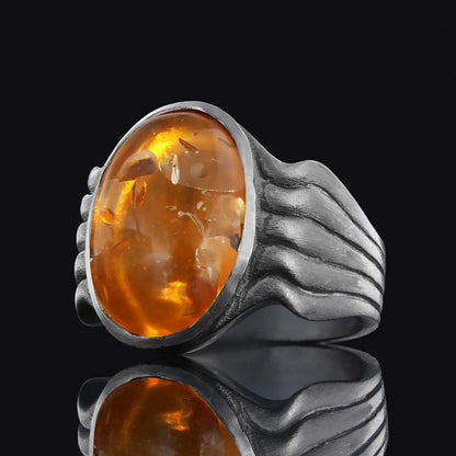 Stone Men Silver Ring