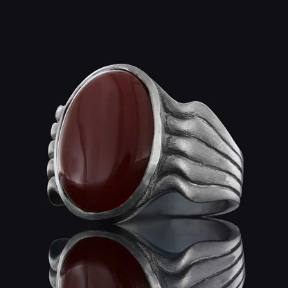 Stone Men Silver Ring