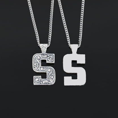 Unisex Special Design Letter Handmade Monogram S Sterling Silver Necklace