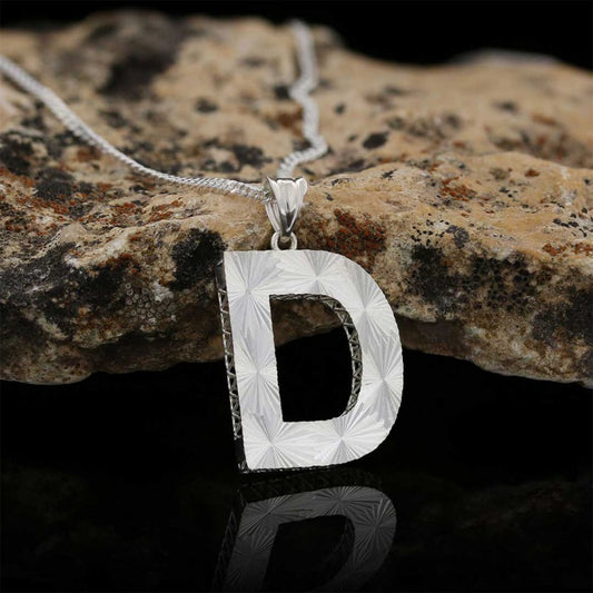 Unisex Sterling Silver Custom Design Letter Monogram D Pendant