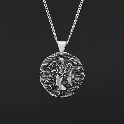 Virgo Pendant, Elegant Zodiac Necklace, Personalized Astrology Jewelry, Virgo Birth Sign, Customizable Sterling Silver Pendant