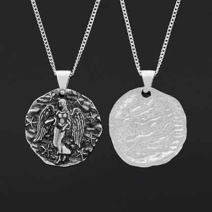 Virgo Pendant, Elegant Zodiac Necklace, Personalized Astrology Jewelry, Virgo Birth Sign, Customizable Sterling Silver Pendant
