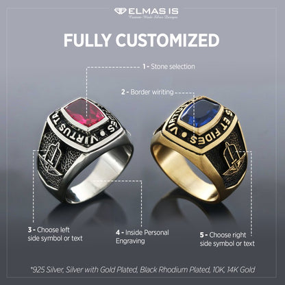 Virtus Tacitus Et Fides Masonic Ring, Signet Mason Ring, Mason Jewelry, Custom Mason Ring