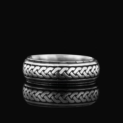 Knit Pattern Cornered  925 Silver Wedding Ring