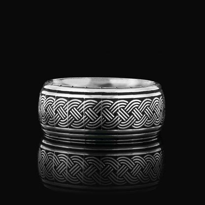 Thick Knitted Pattern 925 Silver Wedding Ring