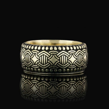 Pattern Embroidered Edges Dotted Silver Wedding Ring